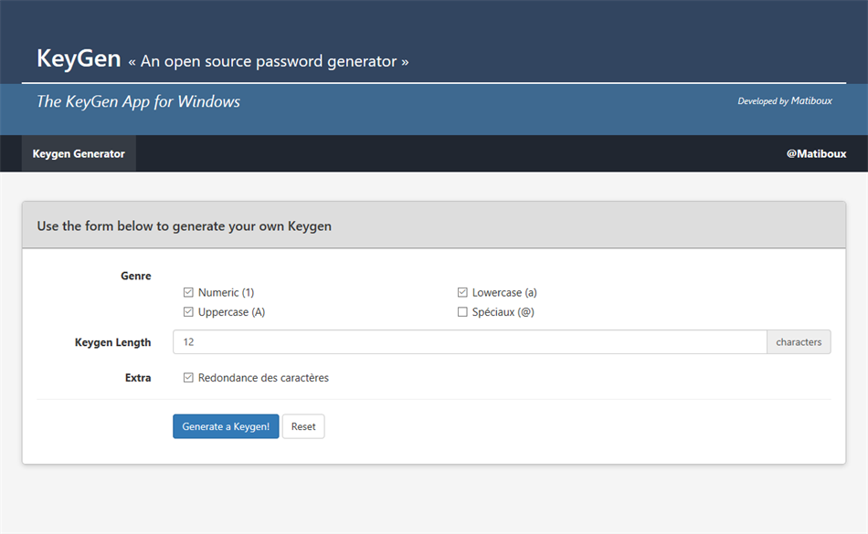 KeyGen App (Windows) Ved: Matiboux