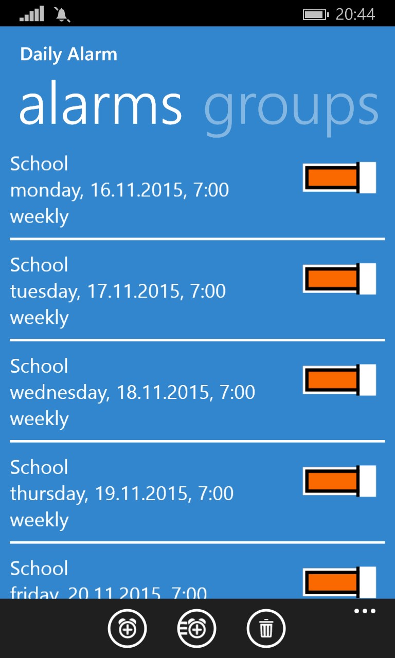 Daily Alarm for Windows 10 Mobile