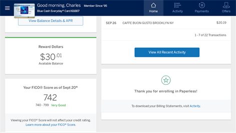 American Express Screenshot