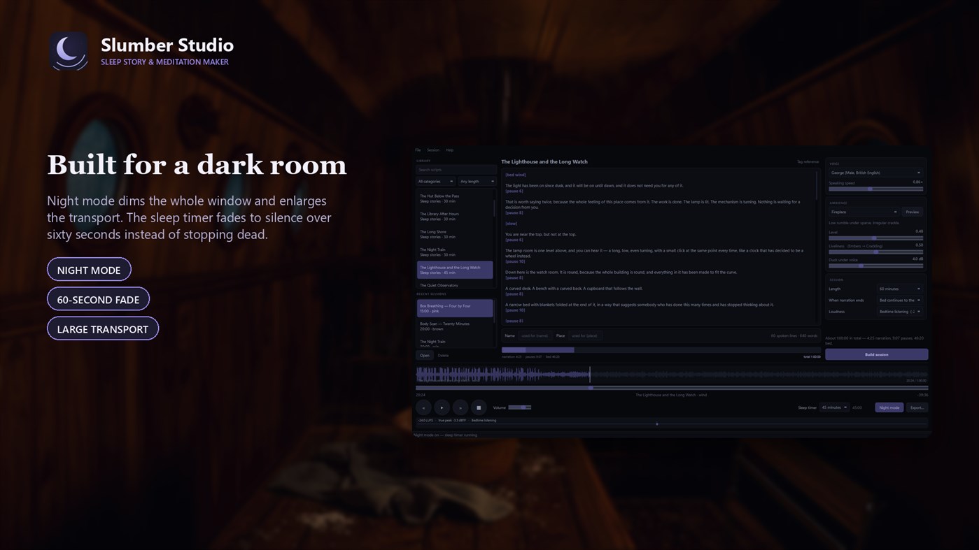 #7. Slumber Studio — AI Voiceover & Audiobook Maker (Windows) By: manxlr