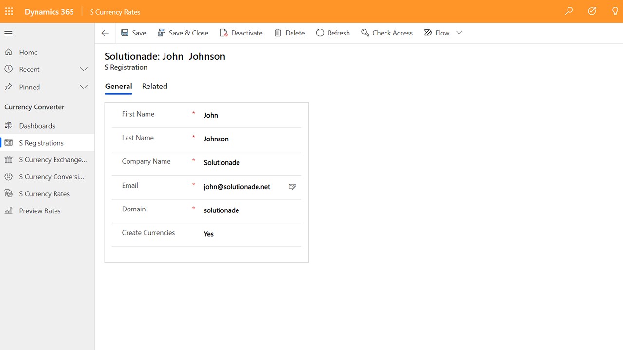 Snapshot 2 of S Currency Rates for Dynamics 365