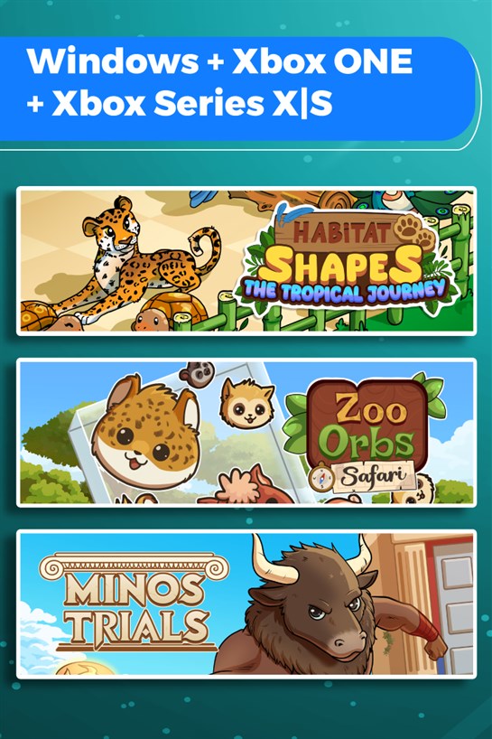 Box shot of Habitat Shapes: The Tropical Journey + Zoo Orbs: Safari + Minos Trials (Bundle)