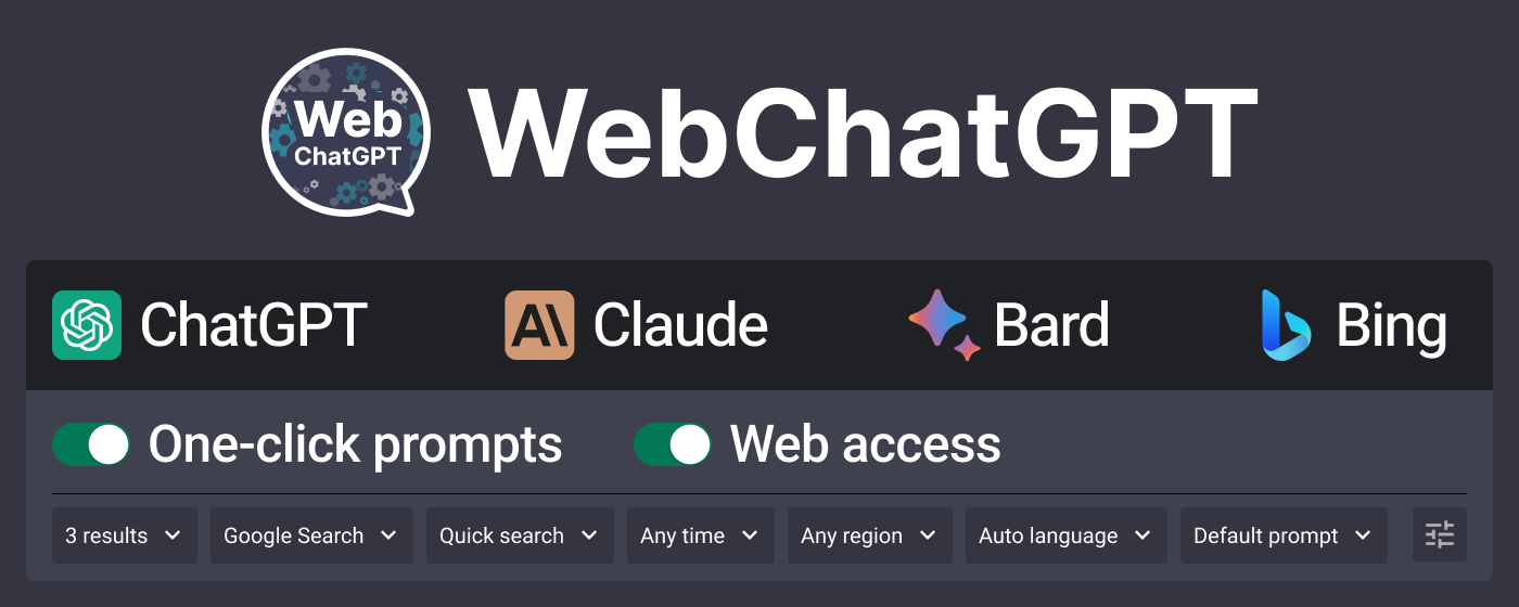 WebChatGPT: Prompt library with web access