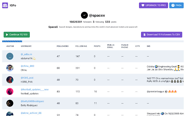 InFollow - Follower, Following Export Tool