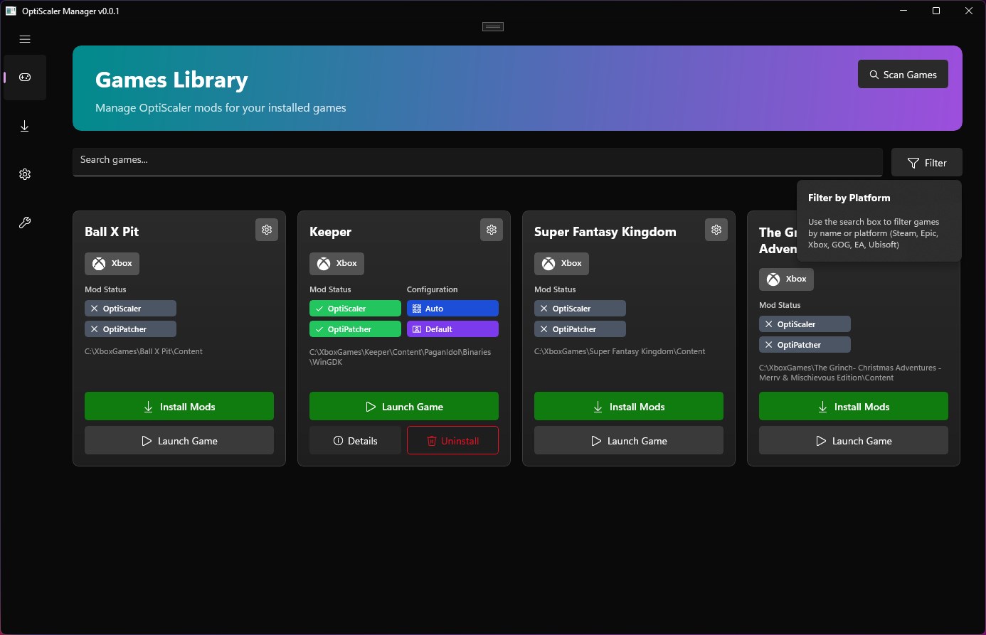OptiScaler Manager screenshot