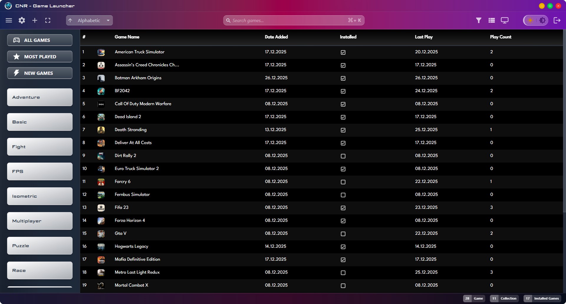 CNR Game Launcher screenshot