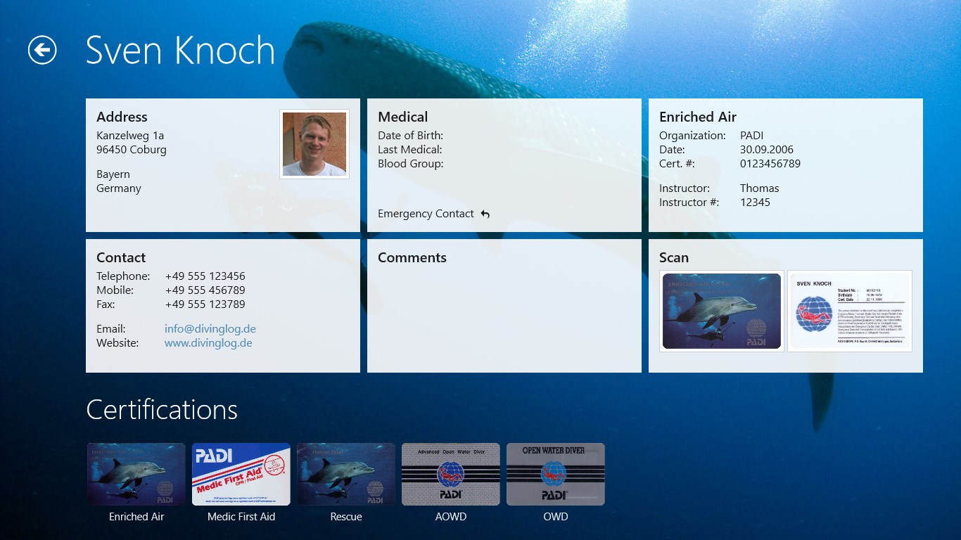Diving Log for Windows 10