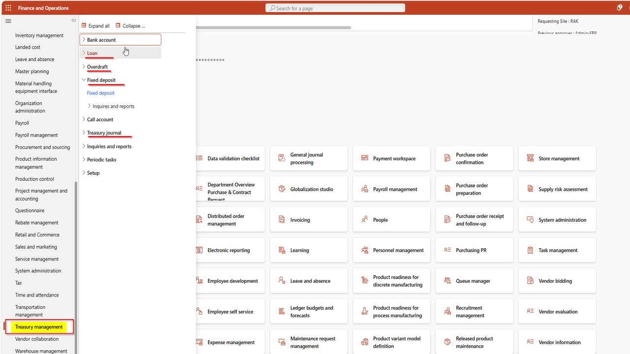 Snapshot 2 of Treasury Management for D365 Finance & Supply Chain