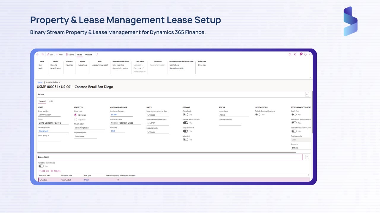 Snapshot 3 of Property & Lease Management for Dynamics 365 Finance