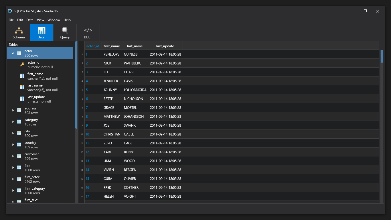 SQLite Client screenshot