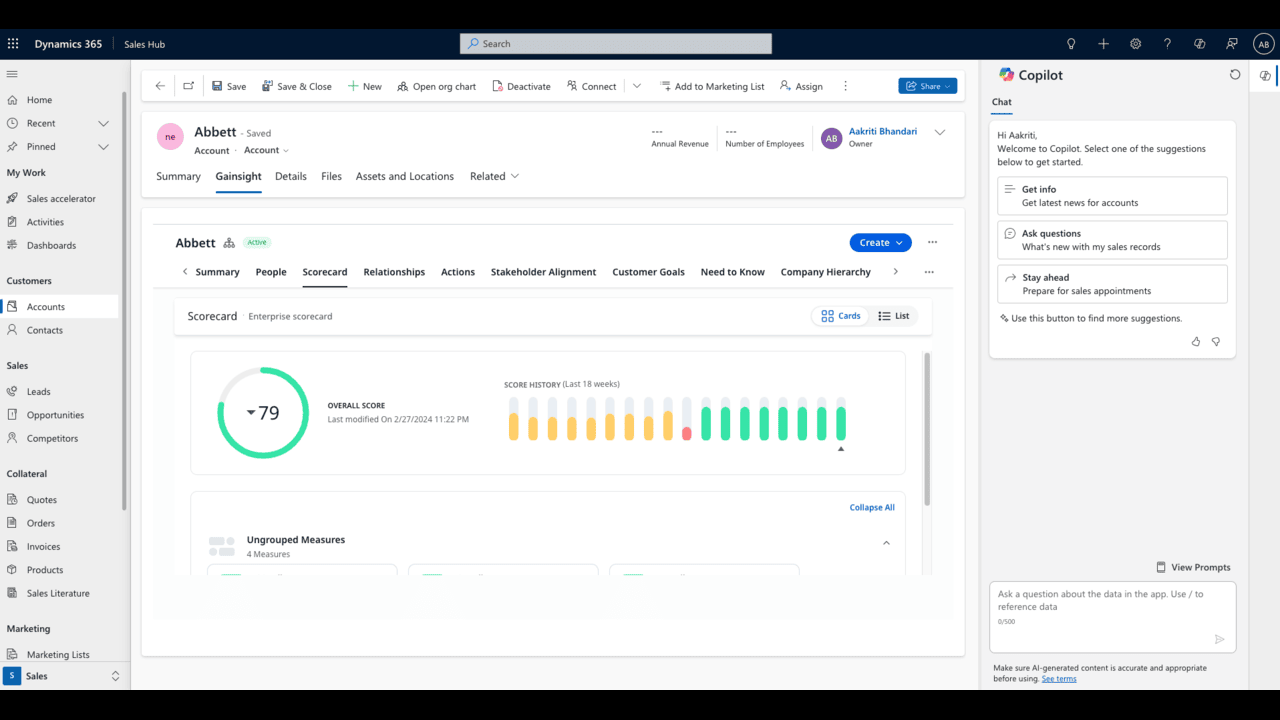Snapshot 2 of Gainsight Dynamics Widget