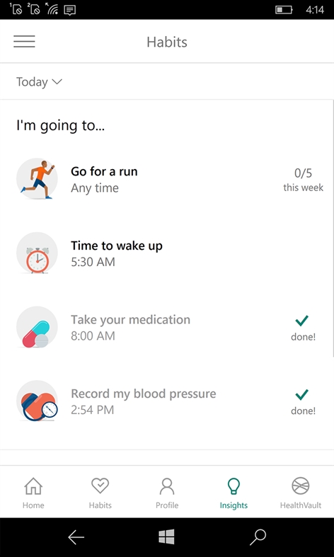 HealthVault Insights Screenshot