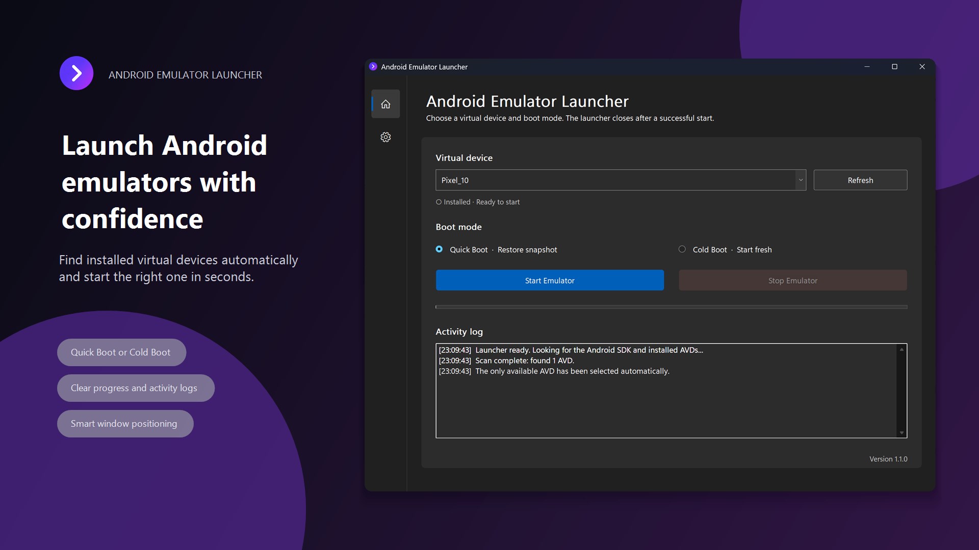 Android Emulator Launcher screenshot