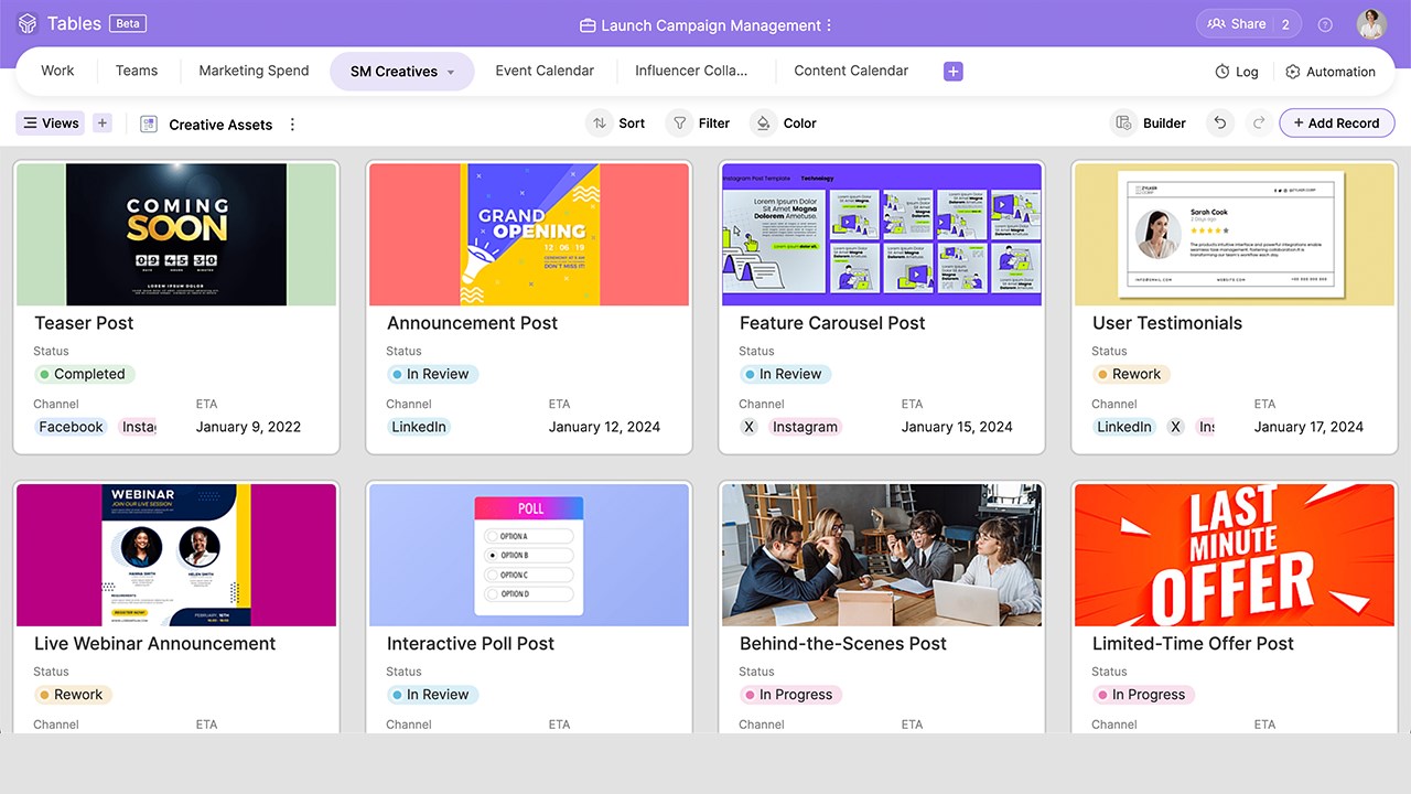 Snapshot 2 of Zoho Tables
