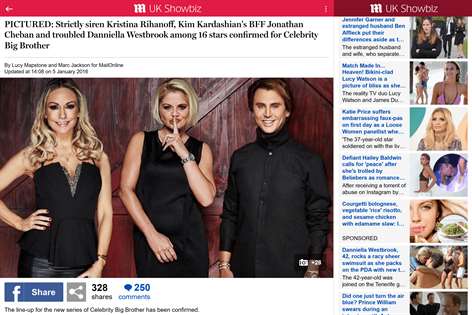 Screenshot: Article view with channel feed