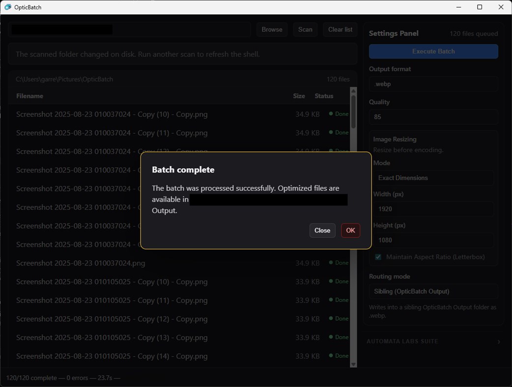 #3. OpticBatch: Bulk Image Resizer & Converter (Windows) Ved: Automata Labs
