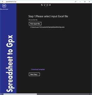 Spreadsheet to Gpx screenshot 1