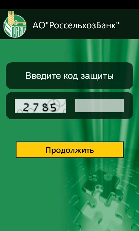 Экран ввода капчи ("кода защиты")