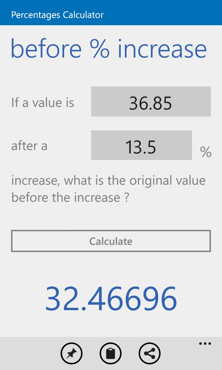 Percentages calculator for windows 10 mobile