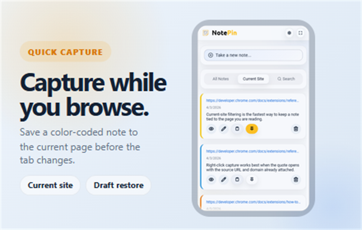 NotePin: Web Page Notes & Sticky Notes