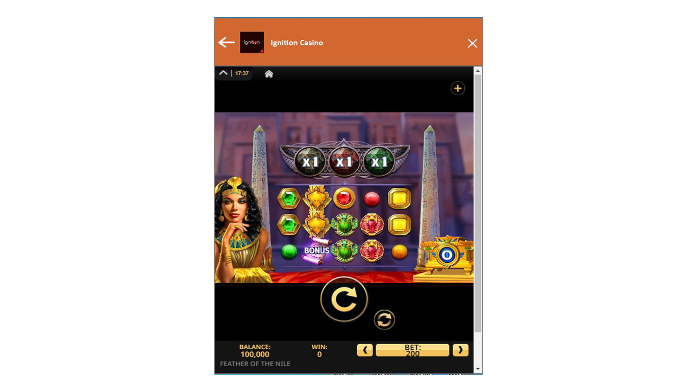 Visual representation of a casino interface on a mobile device