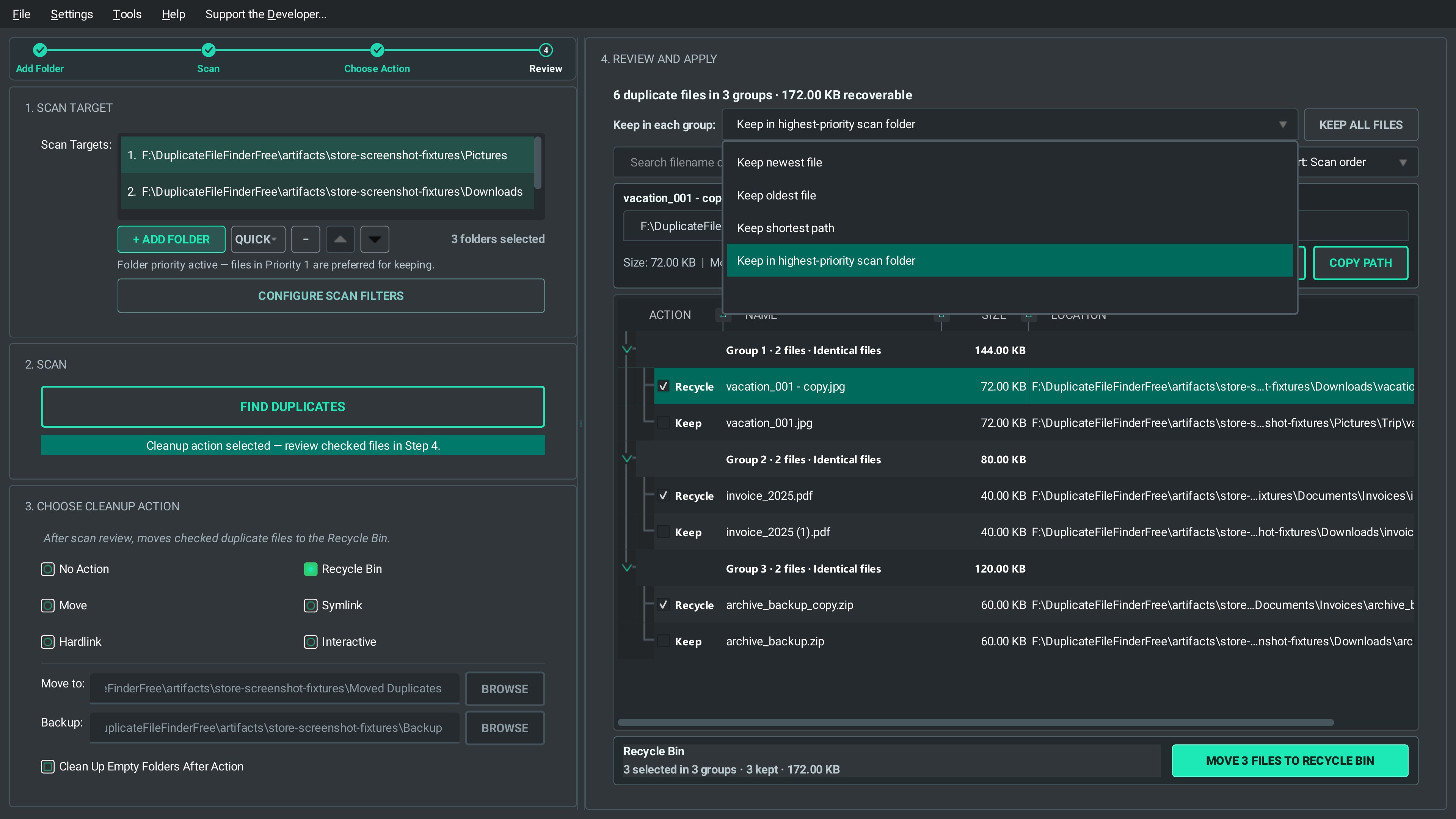 Duplicate File Finder Free screenshot