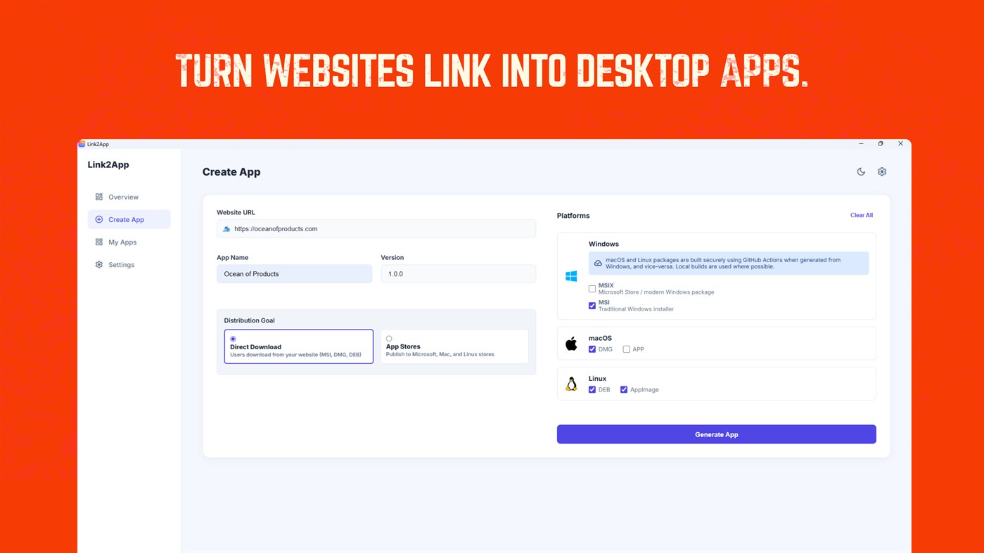 #2. Link2App (Windows) di: OXD