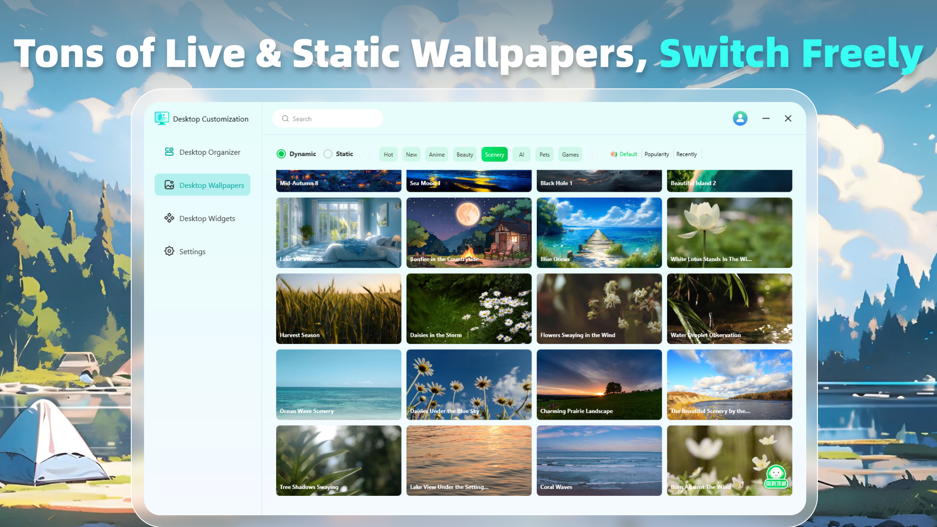 Desktop Customization – Dynamic Wallpapers & Desktop Organizer screenshot