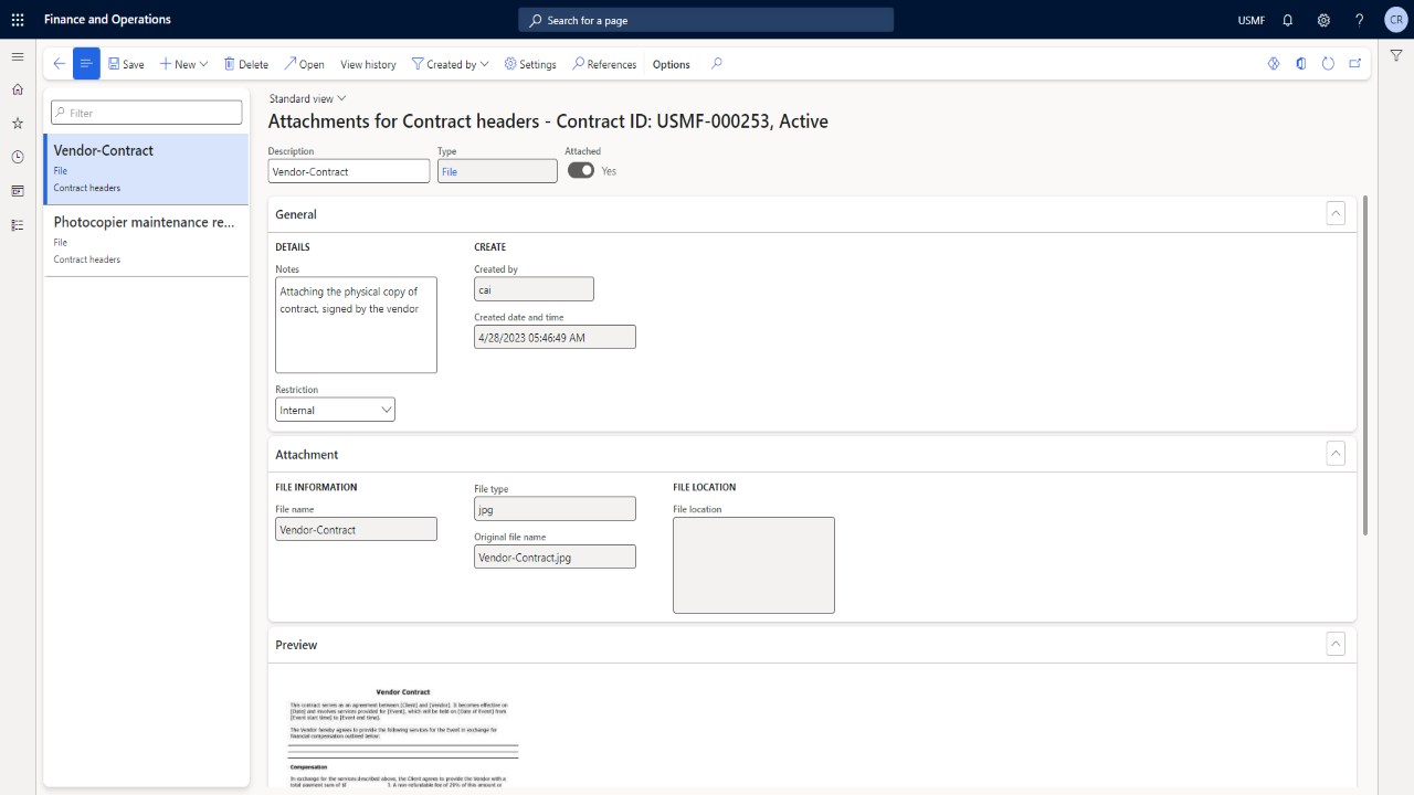 Snapshot 2 of Contract Management for Microsoft Dynamics 365