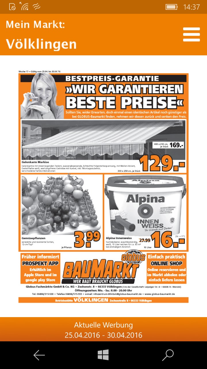 Globus Globus Baumarkt Werbung Hermsdorf