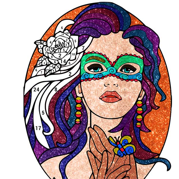 Beauty Glitter Color by Number - Girls Coloring Book