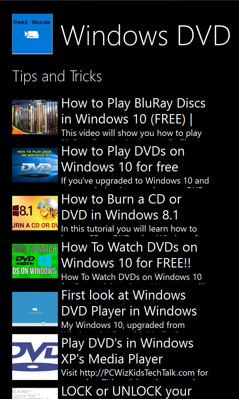 Windows DVD Player Advanced UserGuide for Windows 10 Mobile