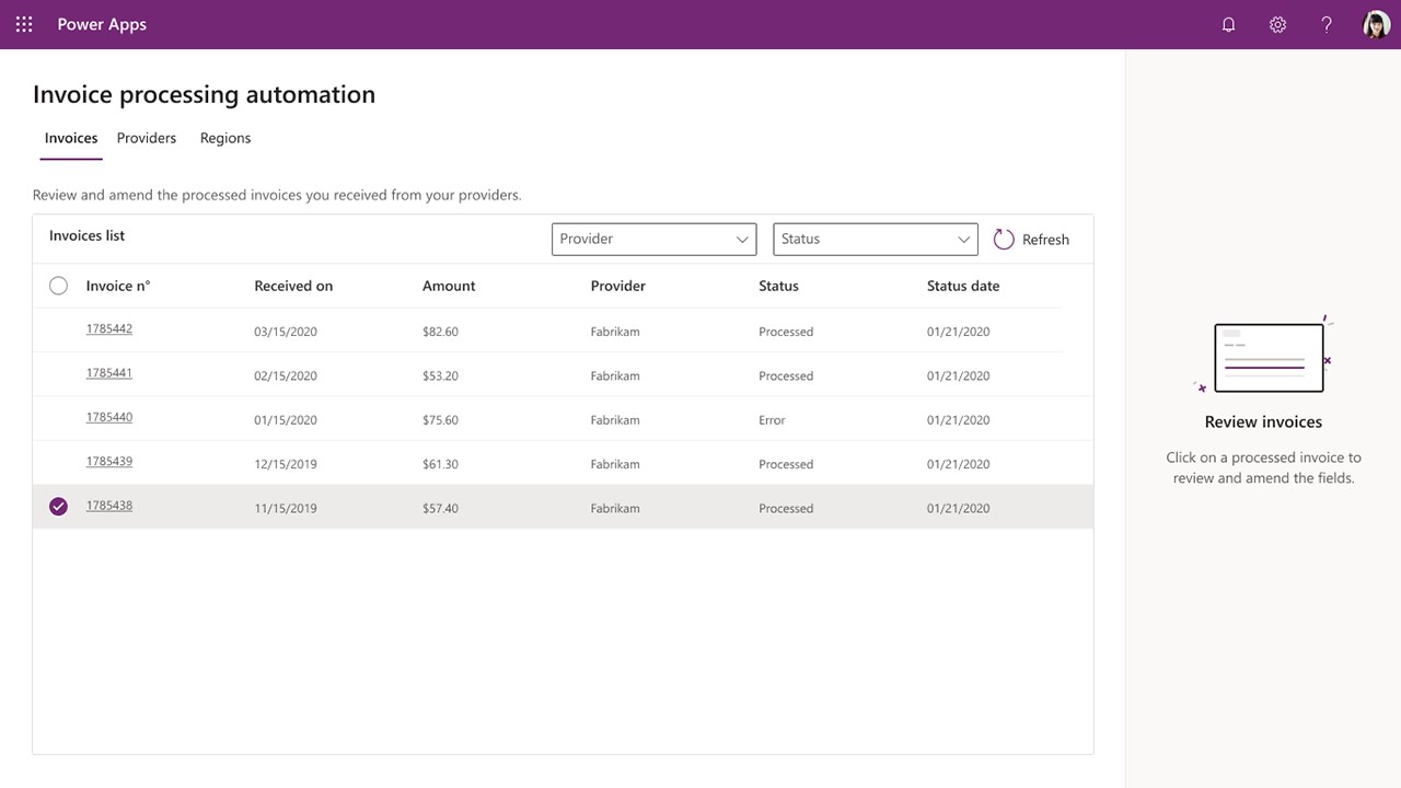 Snapshot 5 of AI Builder Invoice Processing Starter Kit