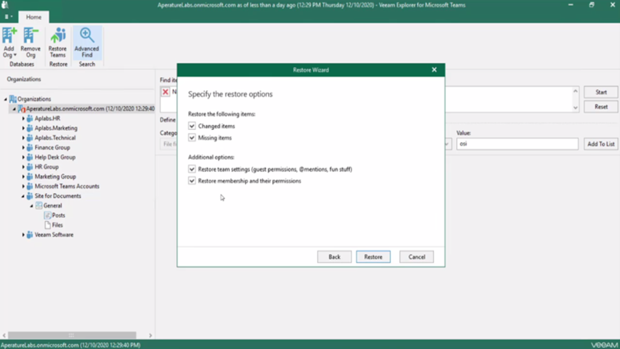 Snapshot 2 of Veeam Backup for Microsoft Office 365 Community Edition
