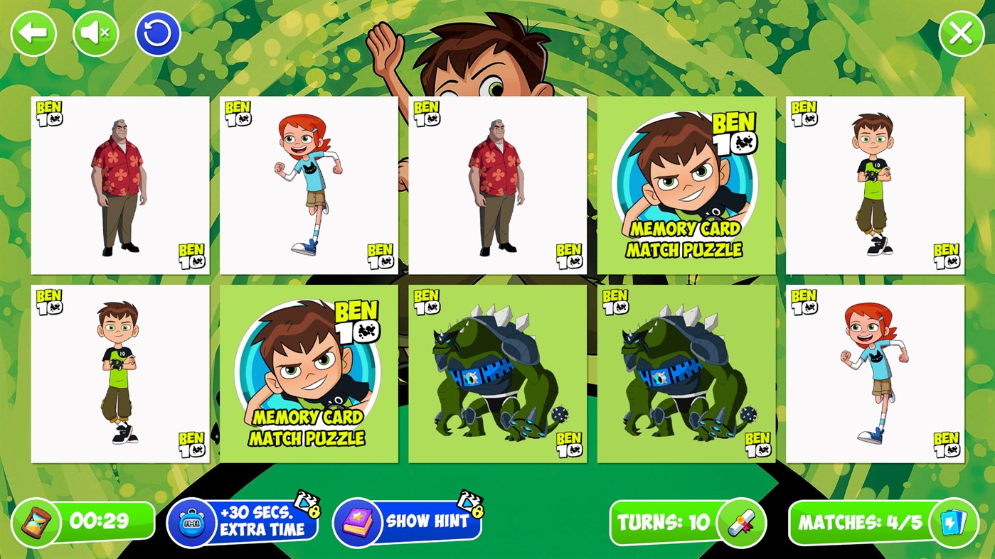 #5. Ben Ten Memory Card Match (Windows) 由: Ken Coloring