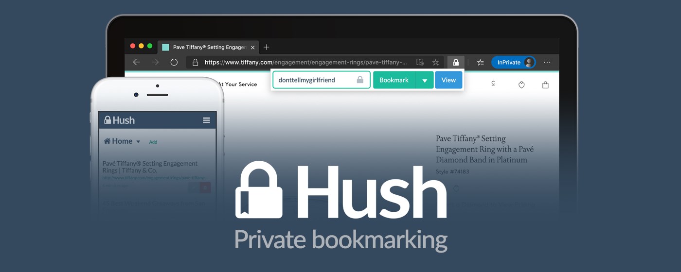 Hush - private bookmarking marquee promo image