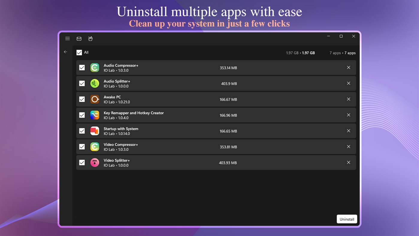 #2. Installer – Batch Uninstall, Startup & App Manager (Windows) Podle: IO Lab