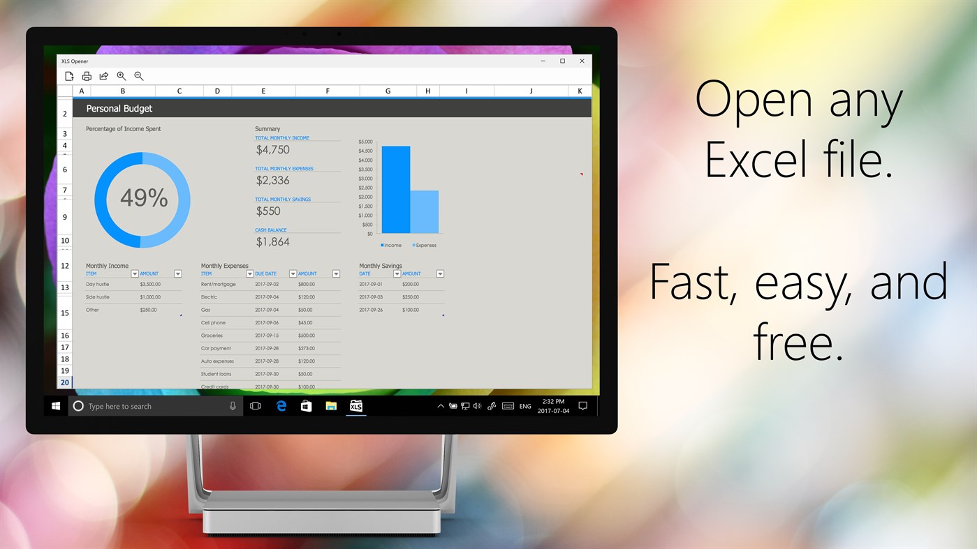 #1. XLS Opener (Windows) By: Ballard App Craftery