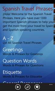 Spanish Travel Phrases screenshot 1