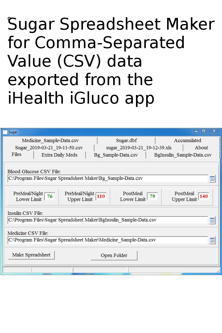 Sugar Spreadsheet Maker for Data Exported from iGluco