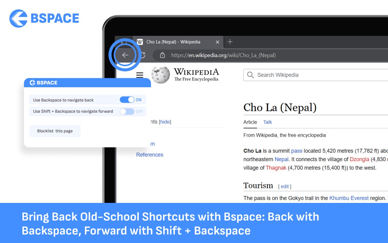 Bspace - Backspace to go Back