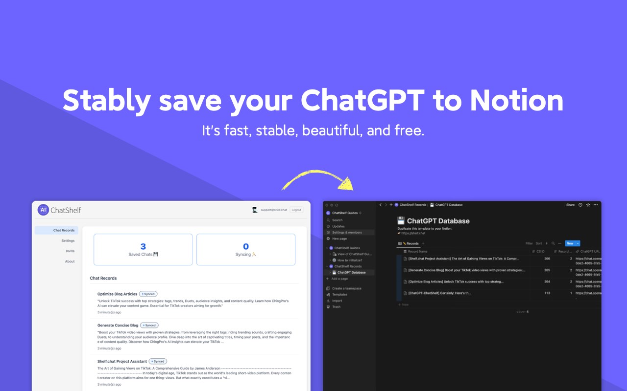 ChatShelf - Save ChatGPT to Notion