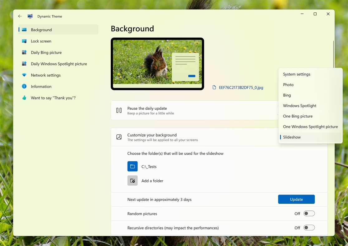 #4. Dynamic Theme (Windows) Door: Christophe Lavalle