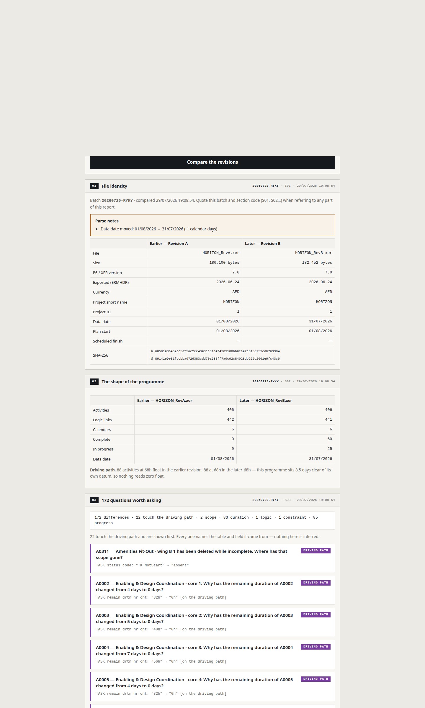 XER CrossCheck screenshot