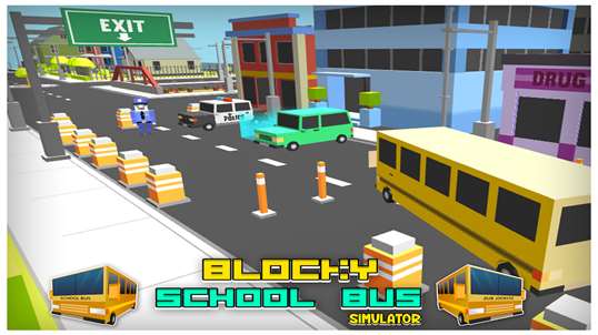 Blocky School Bus Simulator screenshot 1