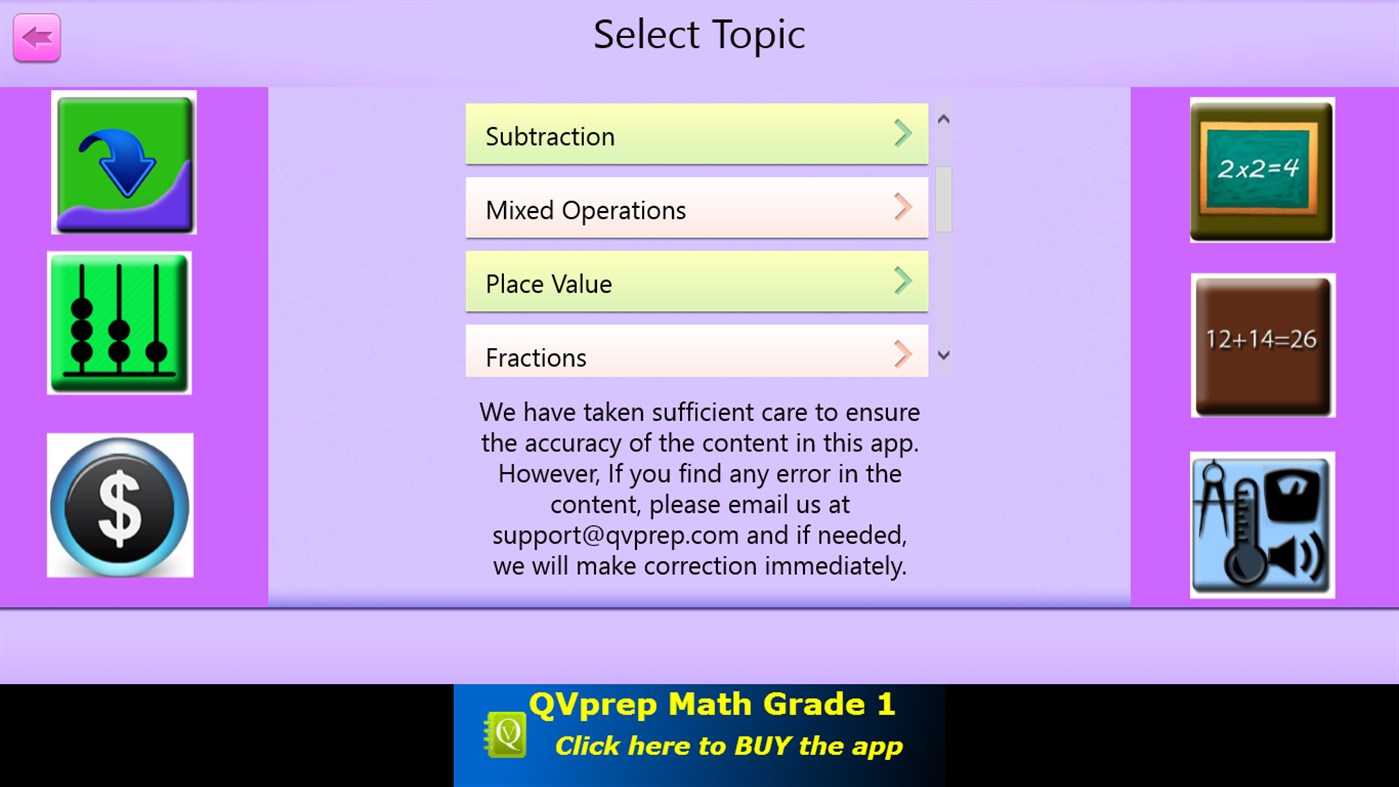 #1. QVprep Lite Learn Math Grade 1 (Windows) By: PJP Consulting LLC