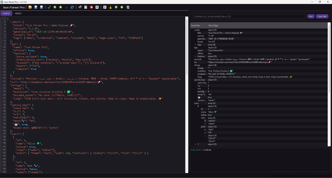 #1. JSON Parser Pro (Windows) Podle: Aria Vision