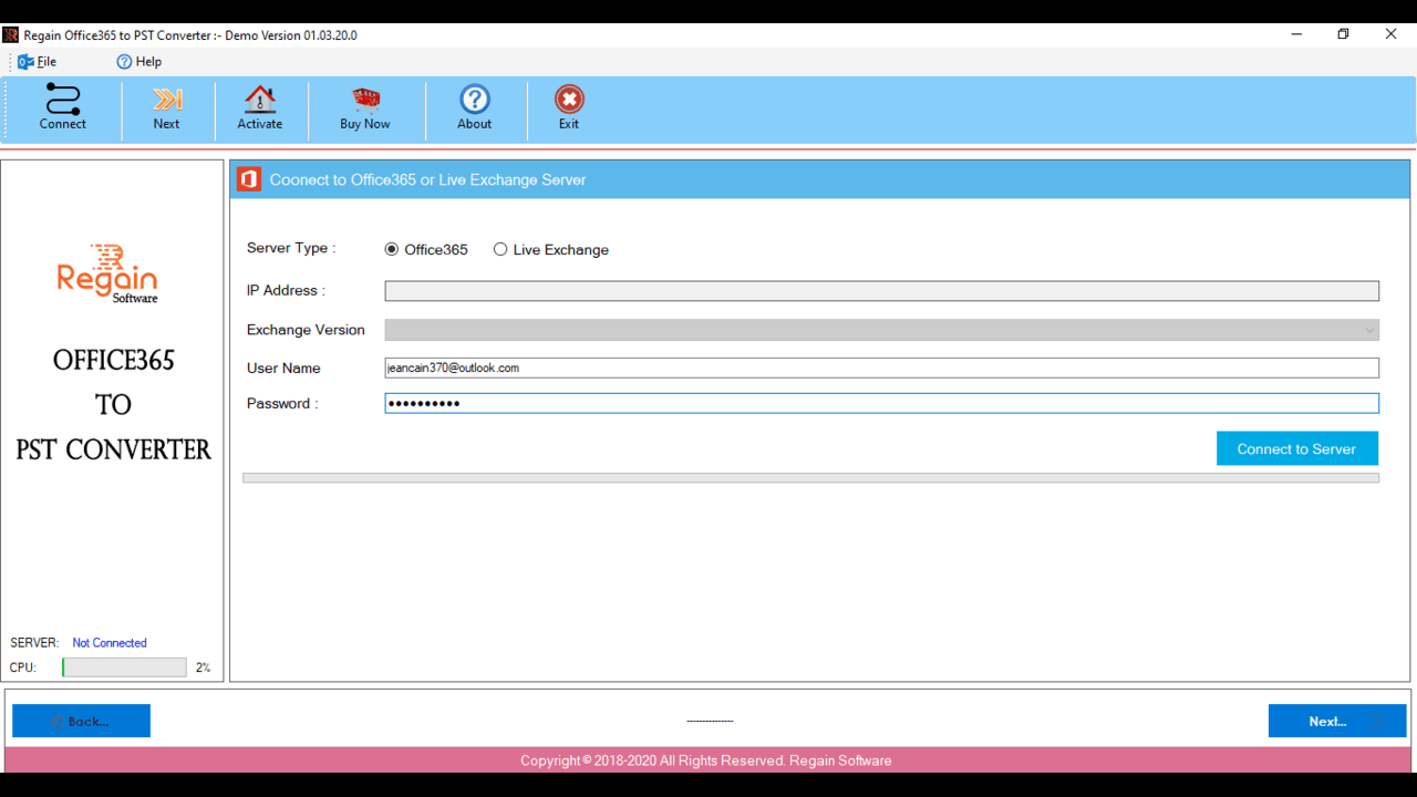Snapshot 3 of Regain for Office 365 Email Backup