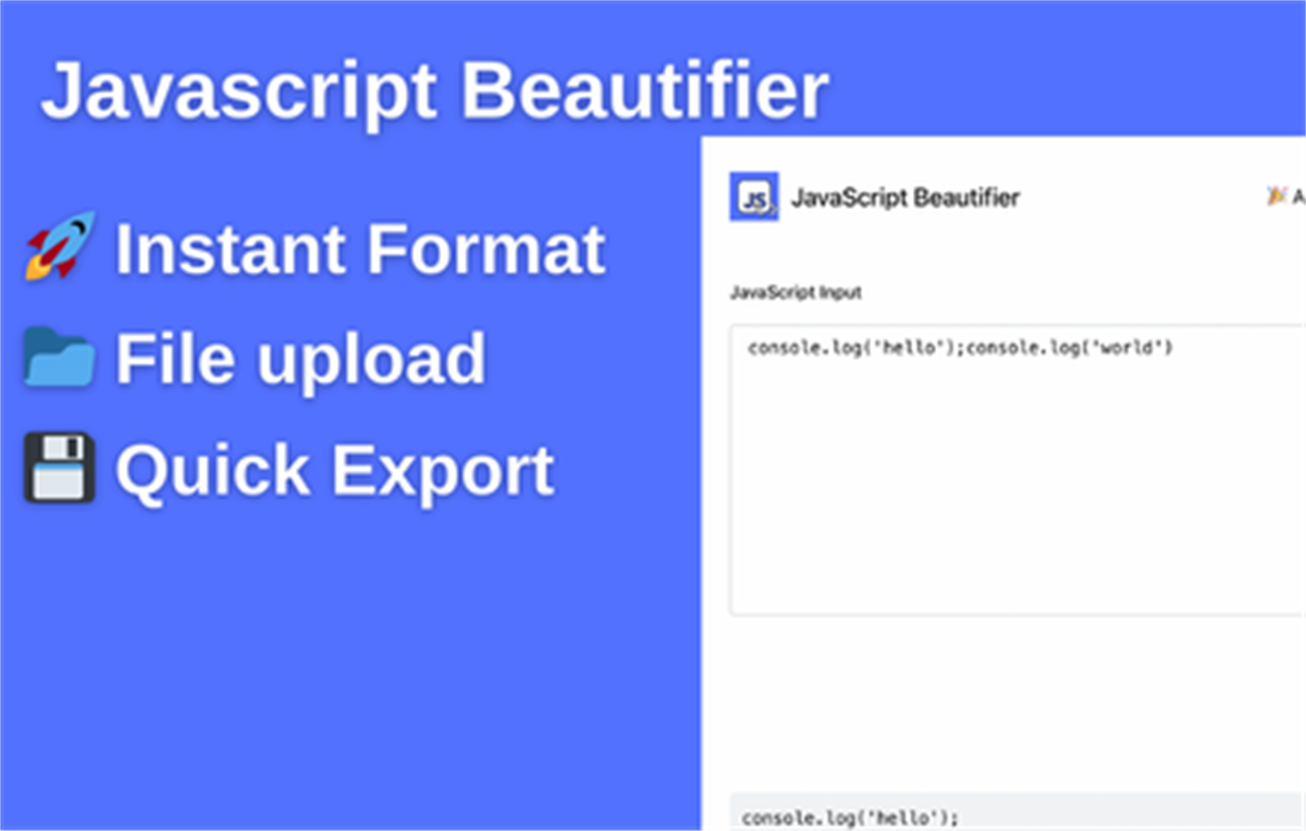 JS Beautifier: JavaScript Code Formatter & Cleaner