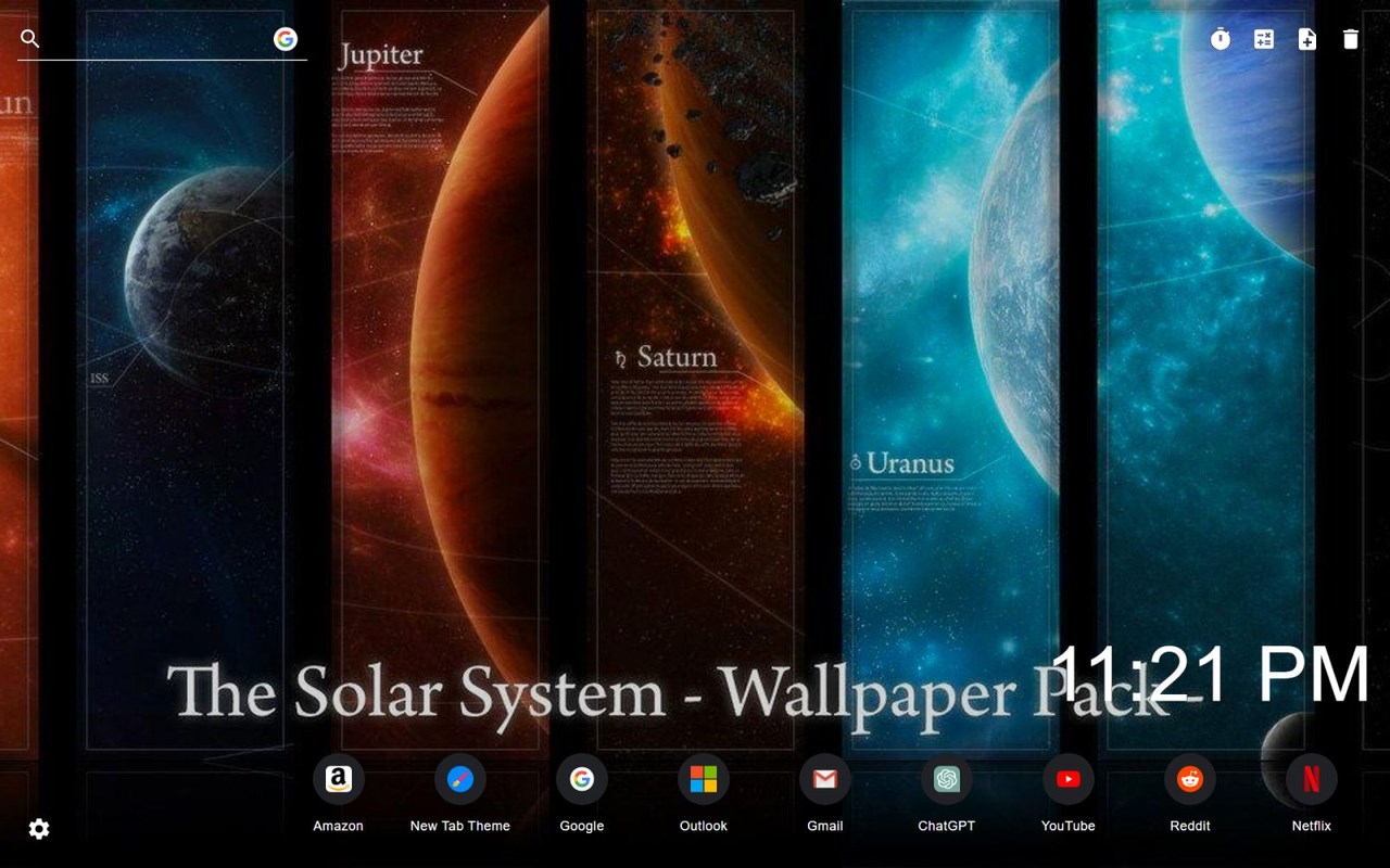 Solar System Wallpaper New Tab